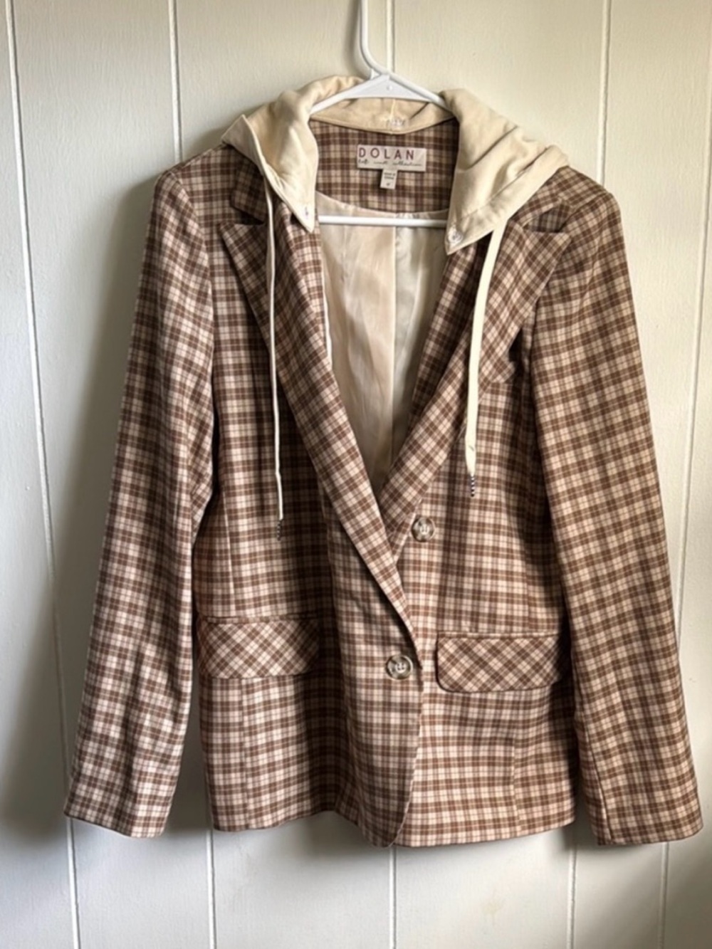 DOLAN Gingham Hooded Blazer